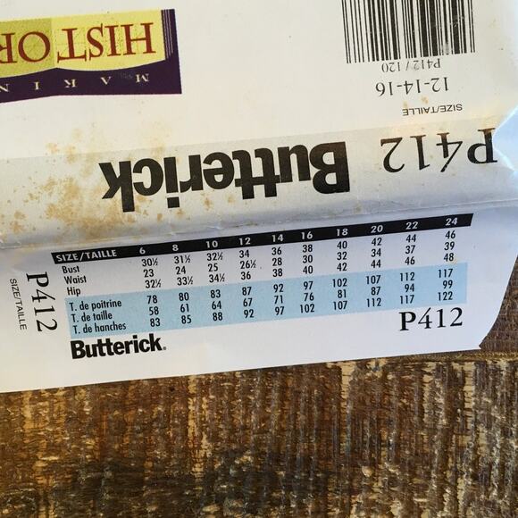 Butterick Sewing Pattern P412 Historical Antebellum Civil War Dress 12-16 UNCUT - Picture 3 of 3